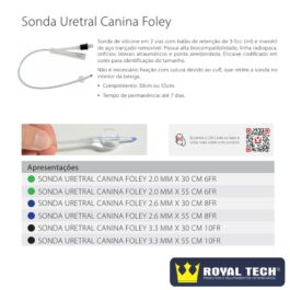 SONDA URETRAL CANINA (8FR) FOLLEY 2 VIAS EM SILICONE 7 DIAS (2.7MMX55CM) 1UN (KRUUSE)